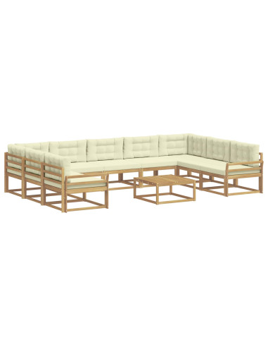 Set di divani da esterno con cuscino 10 pcs Bianco e Crema