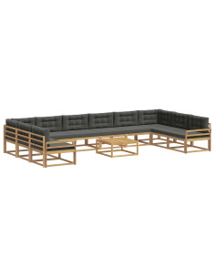 Set di divani da esterno con cuscino 11 pcs Bianco e Antracite 2