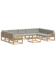 Set di divani da esterno 10 pcs Bianco e Grigio Chiaro 2