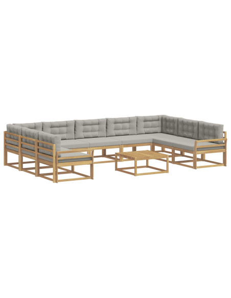 Set di divani da esterno 10 pcs Bianco e Grigio Chiaro