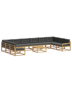 Set di divani da esterno con cuscino 11 pcs Bianco e Antracite 2