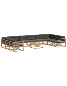 Set di divani da esterno con cuscino 11 pcs Bianco e Antracite 2