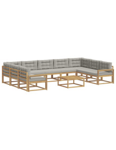 Set di divani da esterno 10 pcs Bianco e Grigio Chiaro 2