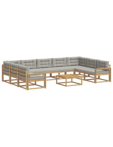 Set di divani da esterno 10 pcs Bianco e Grigio Chiaro