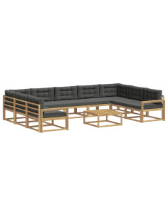 Set di divani da esterno con cuscino 10 pcs Bianco e Antracite 2