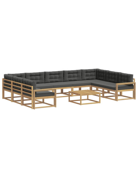 Set di divani da esterno con cuscino 10 pcs Bianco e Antracite
