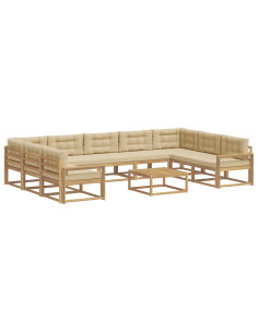 Set di divani da esterno con cuscino 10 pcs Bianco e Beige 2