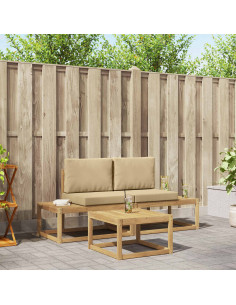 Set di divani da esterno 3 pcs Bianco e Beige Poliestere