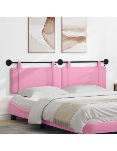 Testiera sospesa Con luce LED Rosa Tessuto