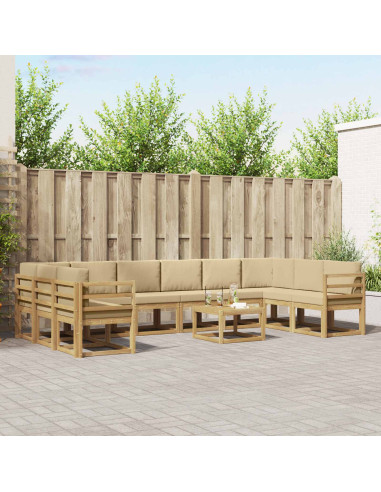 Set di divani da esterno con cuscino 11 pcs Bianco e Beige