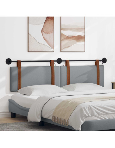 Testiera sospesa Con luce LED Grigio Chiaro PU Antico