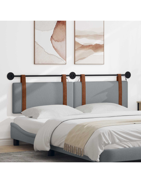 Testiera sospesa Con luce LED Grigio Chiaro PU Antico