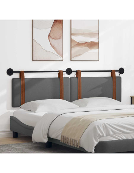 Testiera sospesa Con luce LED Grigio Scuro PU Antico