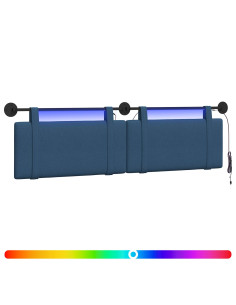 Testiera sospesa Con luce LED Blu Tessuto 2