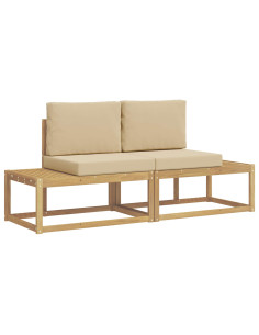 Set di divani da esterno 2 pcs Bianco e Beige Poliestere 2