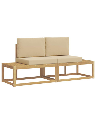 Set di divani da esterno 2 pcs Bianco e Beige Poliestere