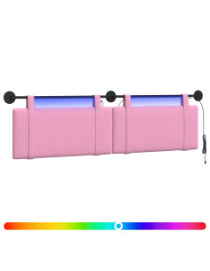 Testiera sospesa Con luce LED Rosa Tessuto 2