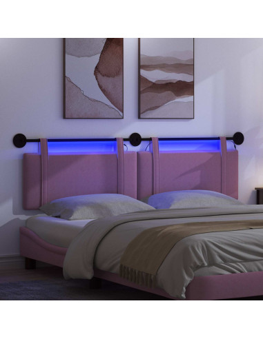 Testiera sospesa Con luce LED Rosa Tessuto