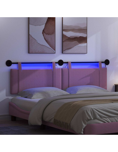 Testiera sospesa Con luce LED Rosa Tessuto