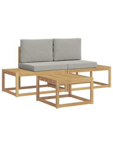 Set di divani da esterno 3 pcs Bianco e Grigio Chiaro