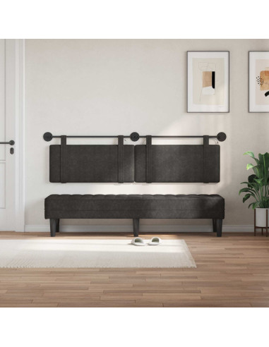 Testiera sospesa Con luce LED Nero PU Antico