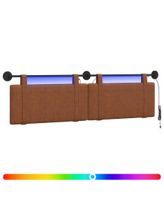 Testiera sospesa Con luce LED Marrone PU Antico 2