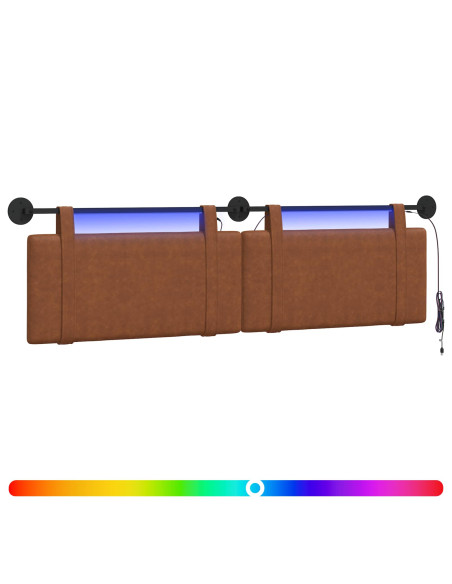 Testiera sospesa Con luce LED Marrone PU Antico