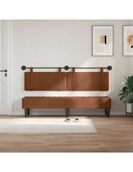 Testiera sospesa Con luce LED Marrone PU Antico