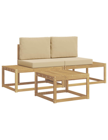 Set di divani da esterno 3 pcs Bianco e Beige Poliestere