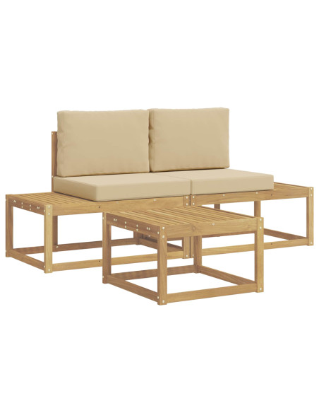 Set di divani da esterno 3 pcs Bianco e Beige Poliestere