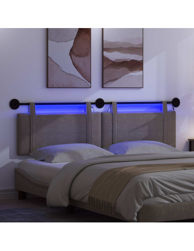 Testiera sospesa Con luce LED Grigio PU Antico