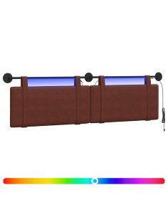 Testiera sospesa Con luce LED Marrone Lucido PU Antico 2