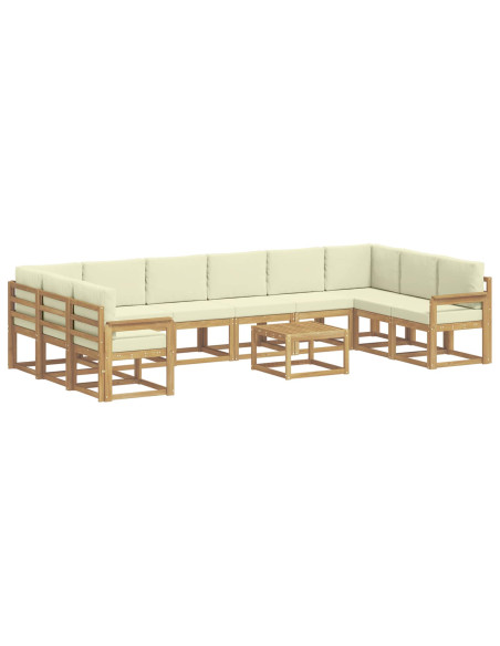 Set di divani da esterno con cuscino 11 pcs Bianco e Crema