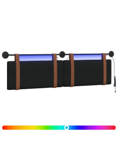 Testiera sospesa Con luce LED Nero PU Antico 2