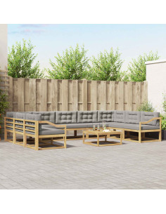 Set di divani da esterno 10 pcs Bianco e Grigio Chiaro