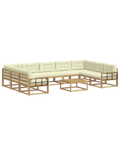 Set di divani da esterno con cuscino 10 pcs Bianco e Crema 2
