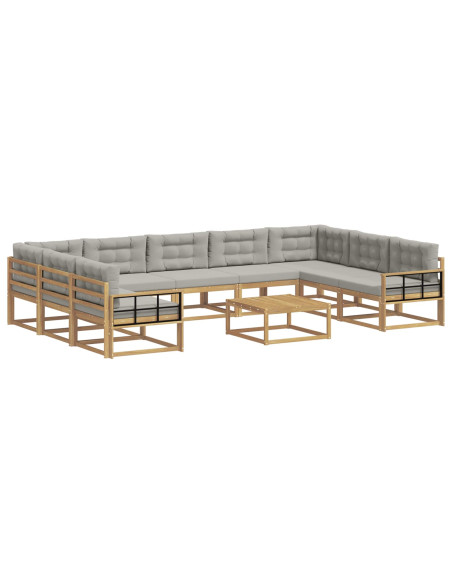 Set di divani da esterno 10 pcs Bianco e Grigio Chiaro