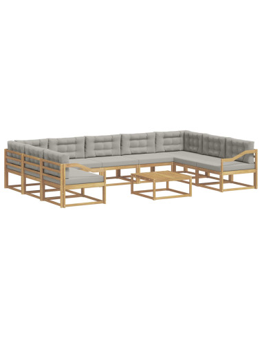 Set di divani da esterno 10 pcs Bianco e Grigio Chiaro