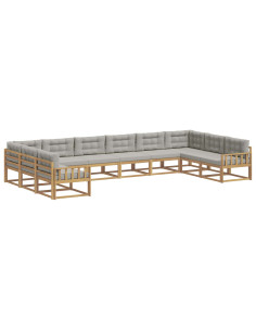 Set di divani da esterno 10 pcs Bianco e Grigio Chiaro 2
