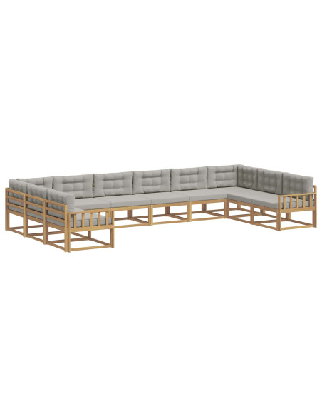 Set di divani da esterno 10 pcs Bianco e Grigio Chiaro