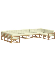 Set di divani da esterno con cuscino 10 pcs Bianco e Crema 2