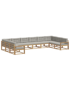 Set di divani da esterno 10 pcs Bianco e Grigio Chiaro 2