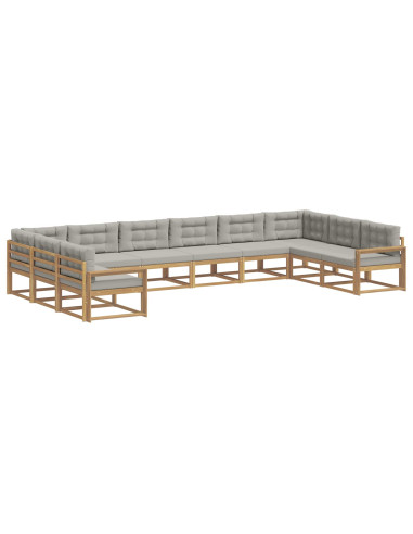 Set di divani da esterno 10 pcs Bianco e Grigio Chiaro