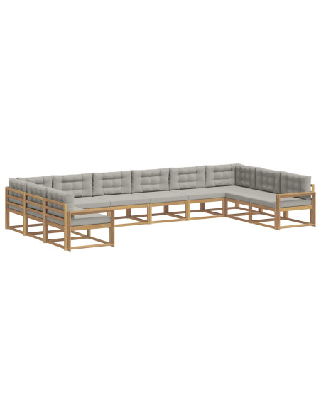 Set di divani da esterno 10 pcs Bianco e Grigio Chiaro