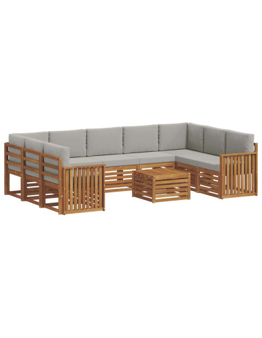 Set divani con cuscino 10 pcs Grigio Naturale e Chiaro