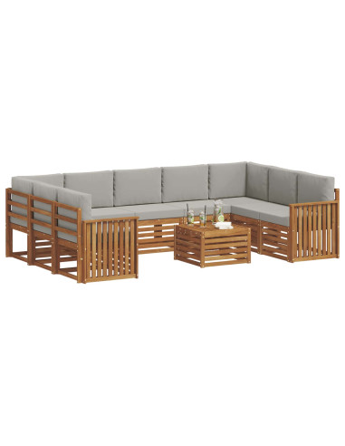 Set divani con cuscino 10 pcs Grigio Naturale e Chiaro