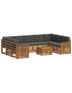 Set divani 10 pcs Naturale e Antracite Legno di Acacia Massello 2