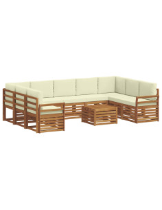 Set divani 10 pcs Naturale e Crema Legno di Acacia Massello 2