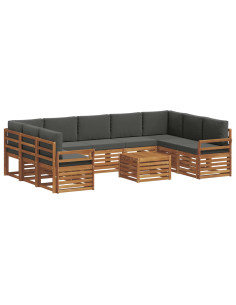 Set divani 10 pcs Naturale e Antracite Legno di Acacia Massello 2