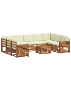 Set divani 10 pcs Naturale e Crema Legno di Acacia Massello 2